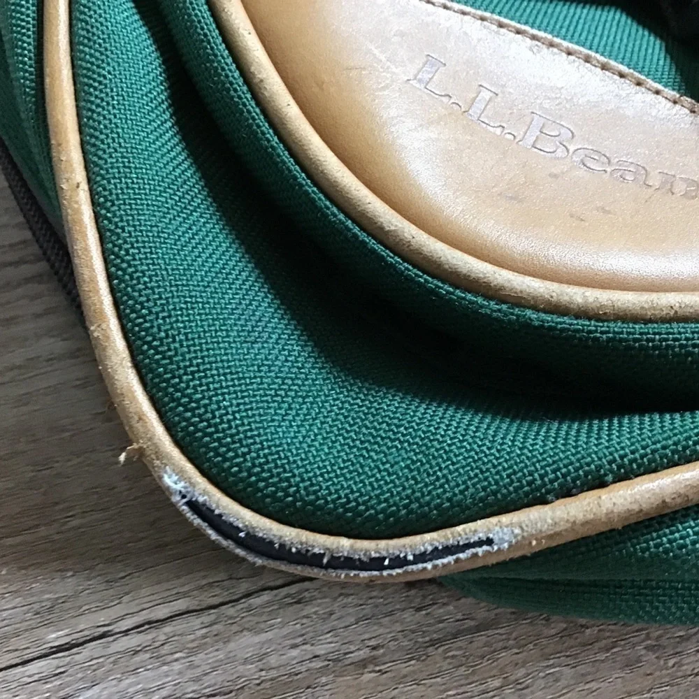 VINTAGE LL BEAN Messenger Lap Top Bag Shoulder Leather and Canvas Green …